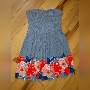 Striped Dress with Floral Design